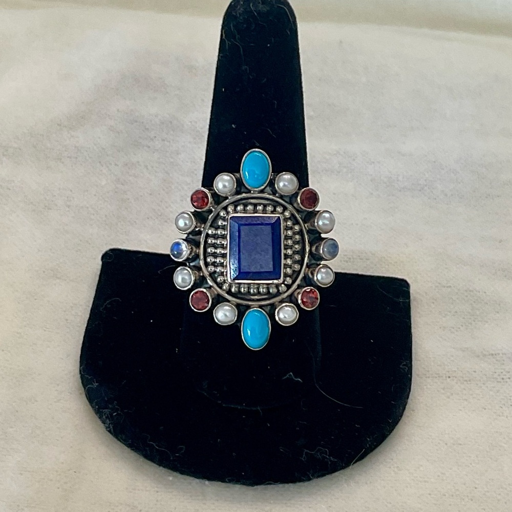 NEW Nicky Butler Raj Lapis Lazuli Turquoise Multi Gem Sterling Silver Ring